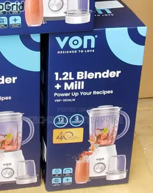 Blender - Von (Vbp-351nlw) 2 in 1 Blender With Mill
