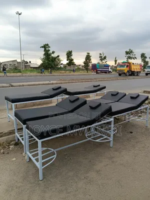 Massage Bed, White Frame, Black Mattress