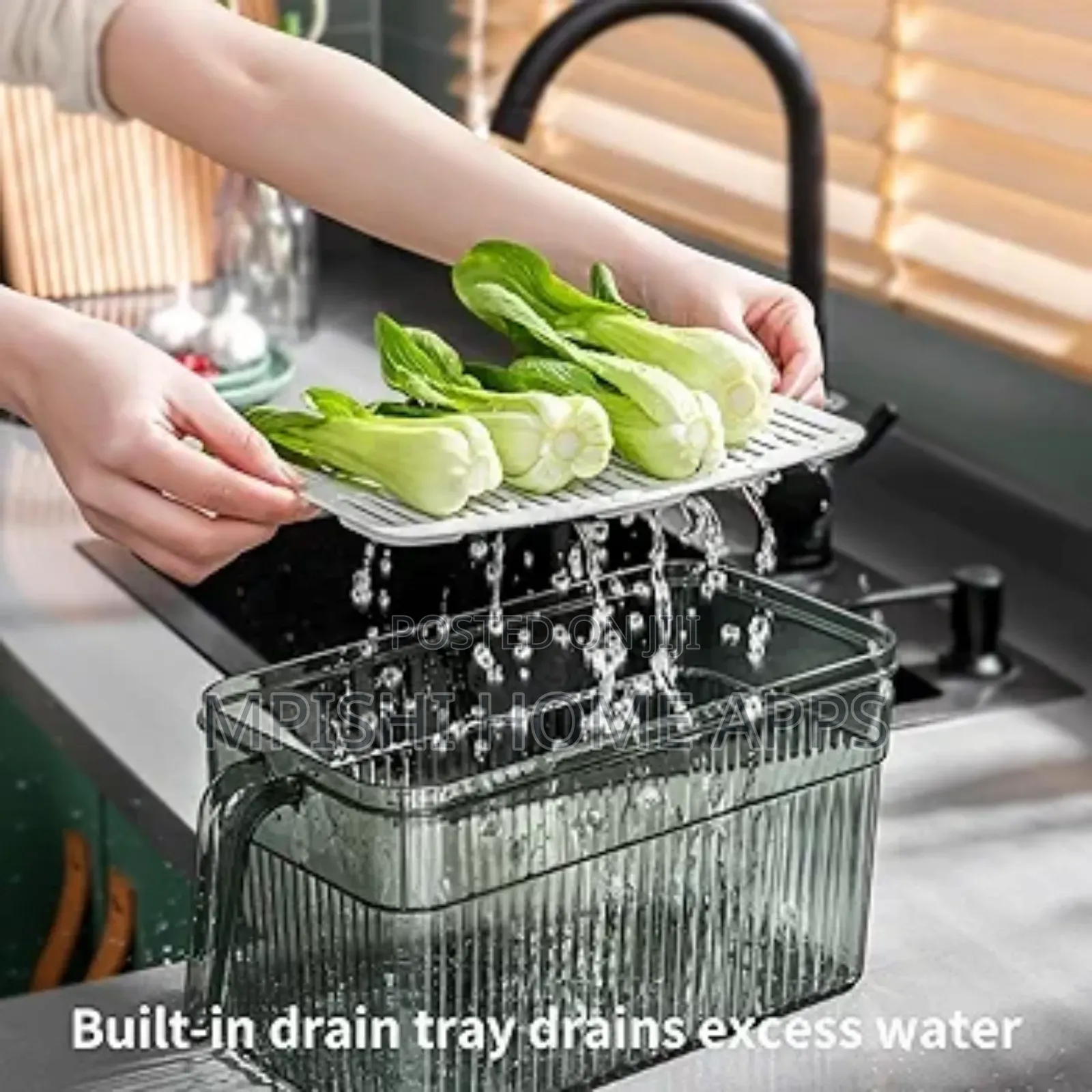 3l Elegant Acrylic Fridge Container (Green Clear)