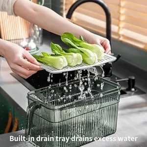 3l Elegant Acrylic Fridge Container (Green Clear)