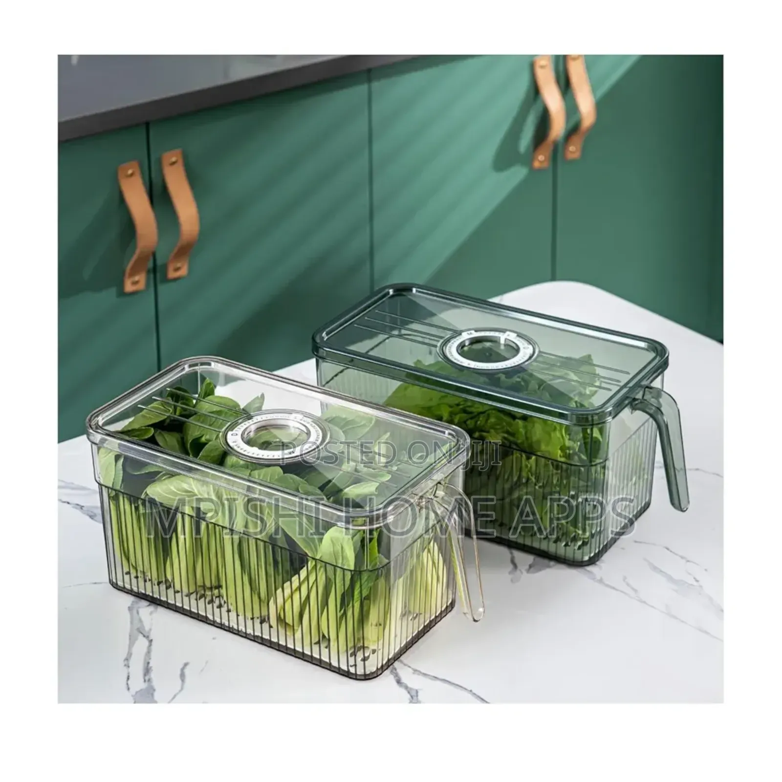 3l Elegant Acrylic Fridge Container (Green Clear)