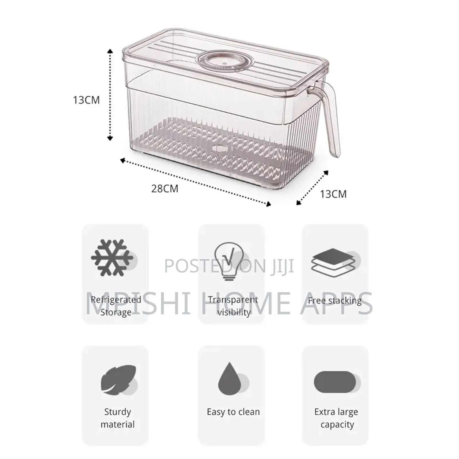 3l Elegant Acrylic Fridge Container (Green Clear)