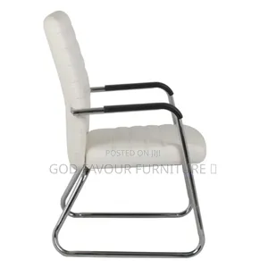 Vintage White Office Chair/Waiting Chair With Steel Base Jf5