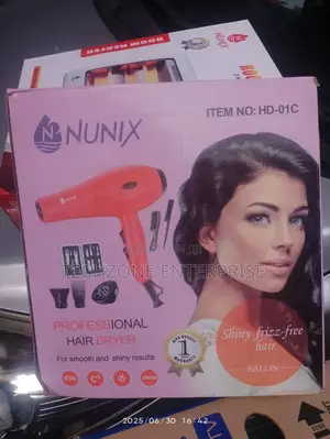 Nunix (Hd-01c) Professional Hair Dryer 3 Heat Settings 