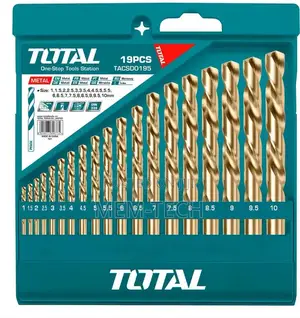 Total Tacsd0195 HSS Twist Drill Bits Set 19pcs