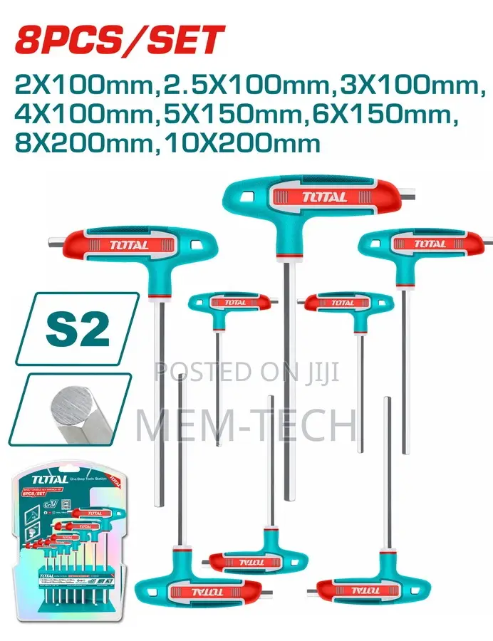 Total Thhw80816 8 PCS T-Handle Hex Wrench Set