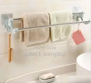 *34cm Self Adhesive Double Pole Towel Holder,