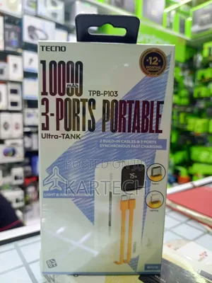 Tecno TPB-103 10000mah Ultra Tank Power Bank With 3 Ports
