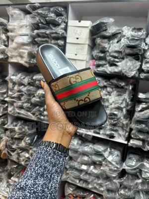 Quality Leather Designer Gucci Open Slide Shoes
