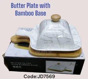 Ceramic Butter Dish With Bamboo Base