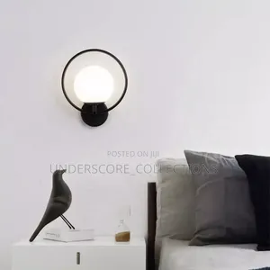 Black Ring and White Bulbs Wall Lights