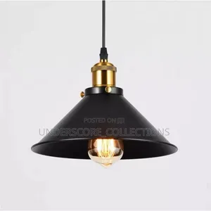 Black Cone and Golden Glass Bulb Pendant Lights