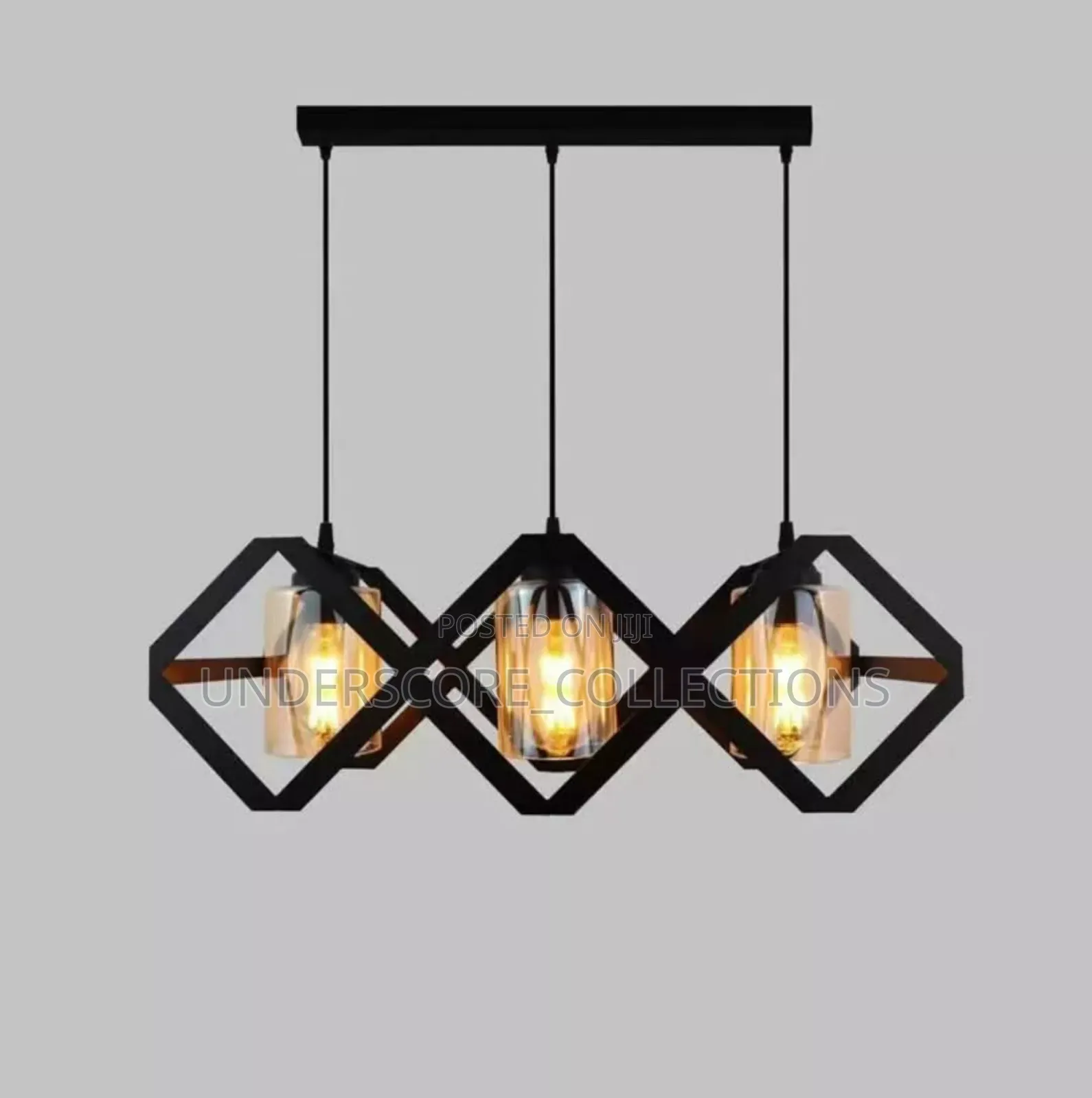 Prism Shaped Black and Gold Pendant Lights