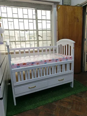 Strong Wooden Baby Cot With Mattress