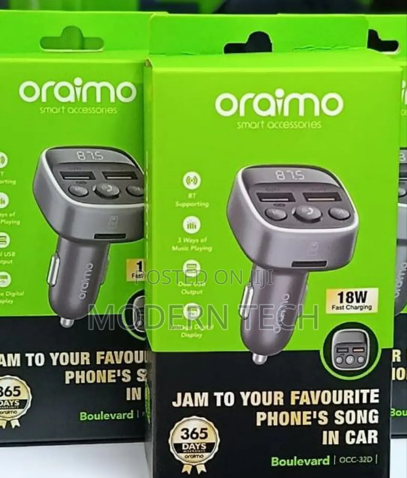 Oraimo Occ-32d Car Modulator With 18w Fast Charging