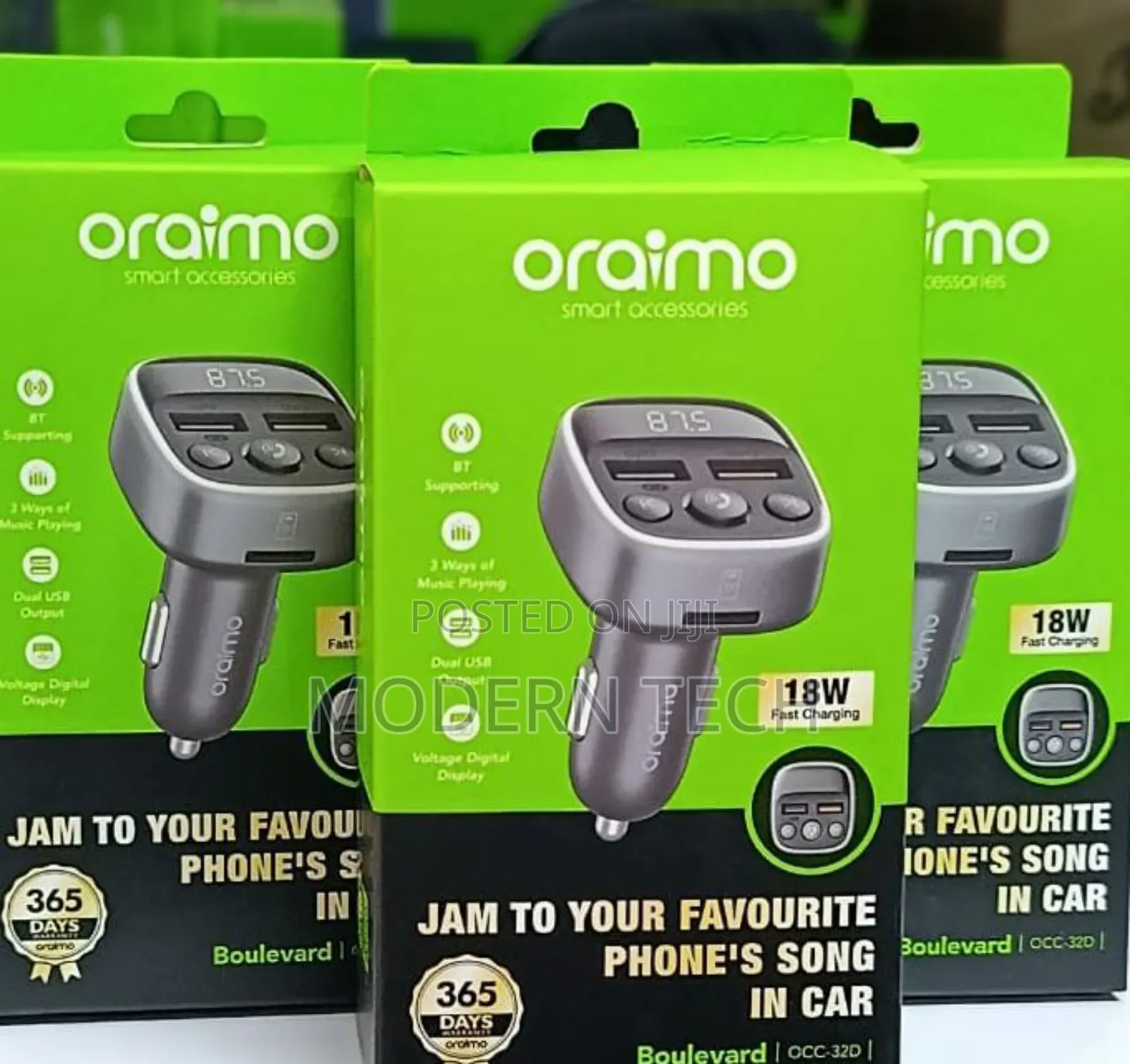 Oraimo Occ-32d Car Modulator With 18w Fast Charging