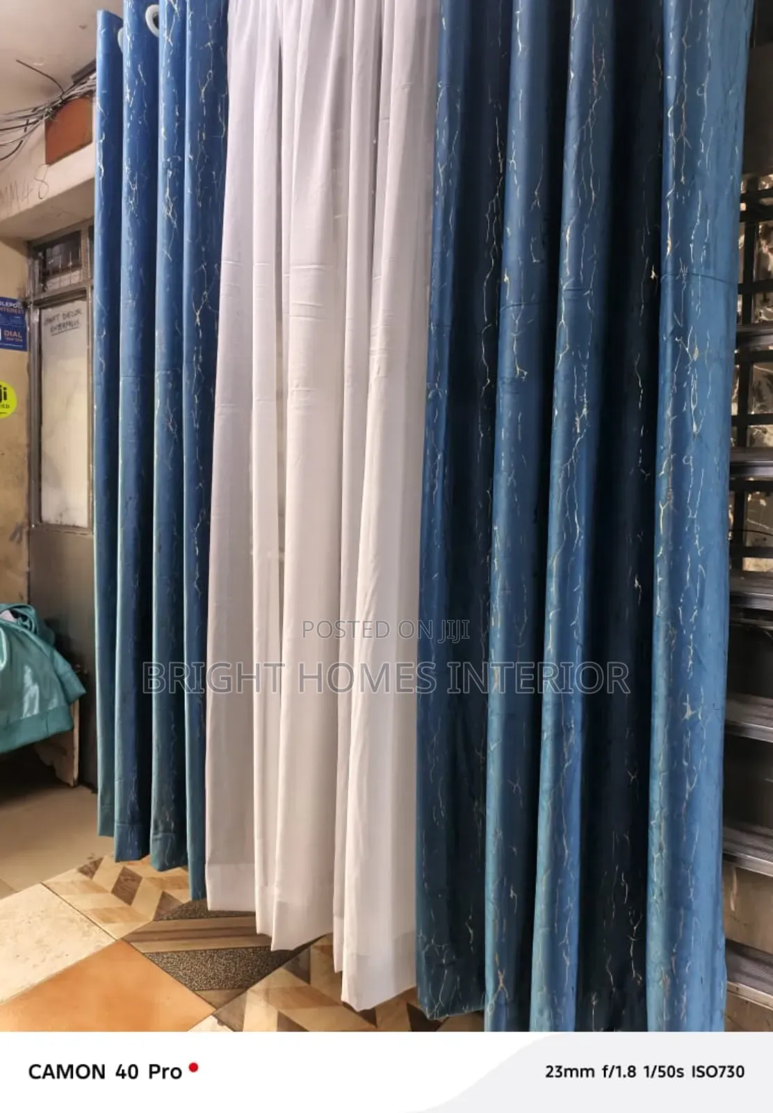 Turquoise Blue Velvet Cotton Curtain Available