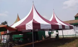 Maroon and White 100 Seats Tent