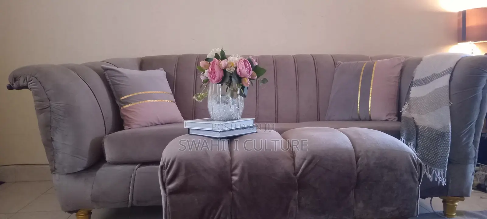 High Density 4 Seater Channel Sofa and Ottoman