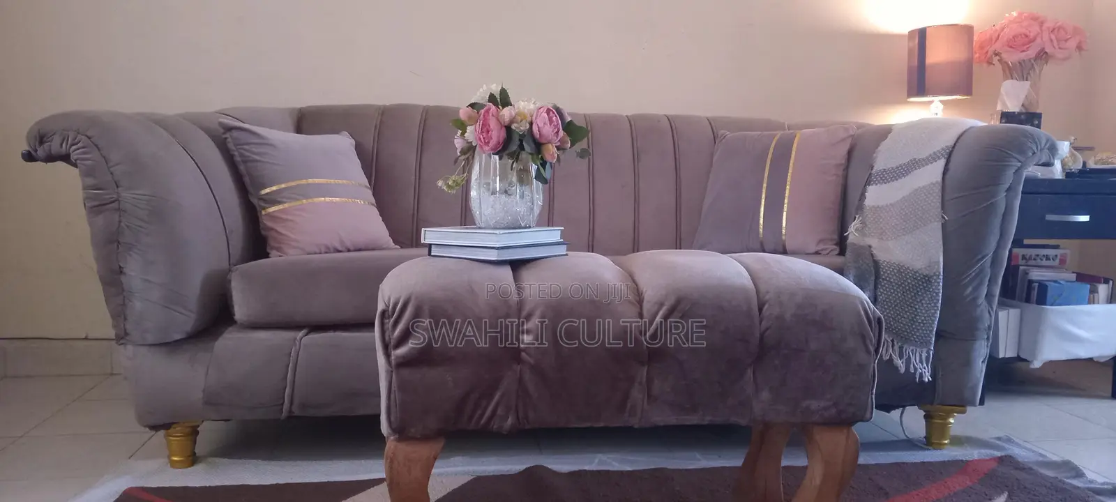 High Density 4 Seater Channel Sofa and Ottoman