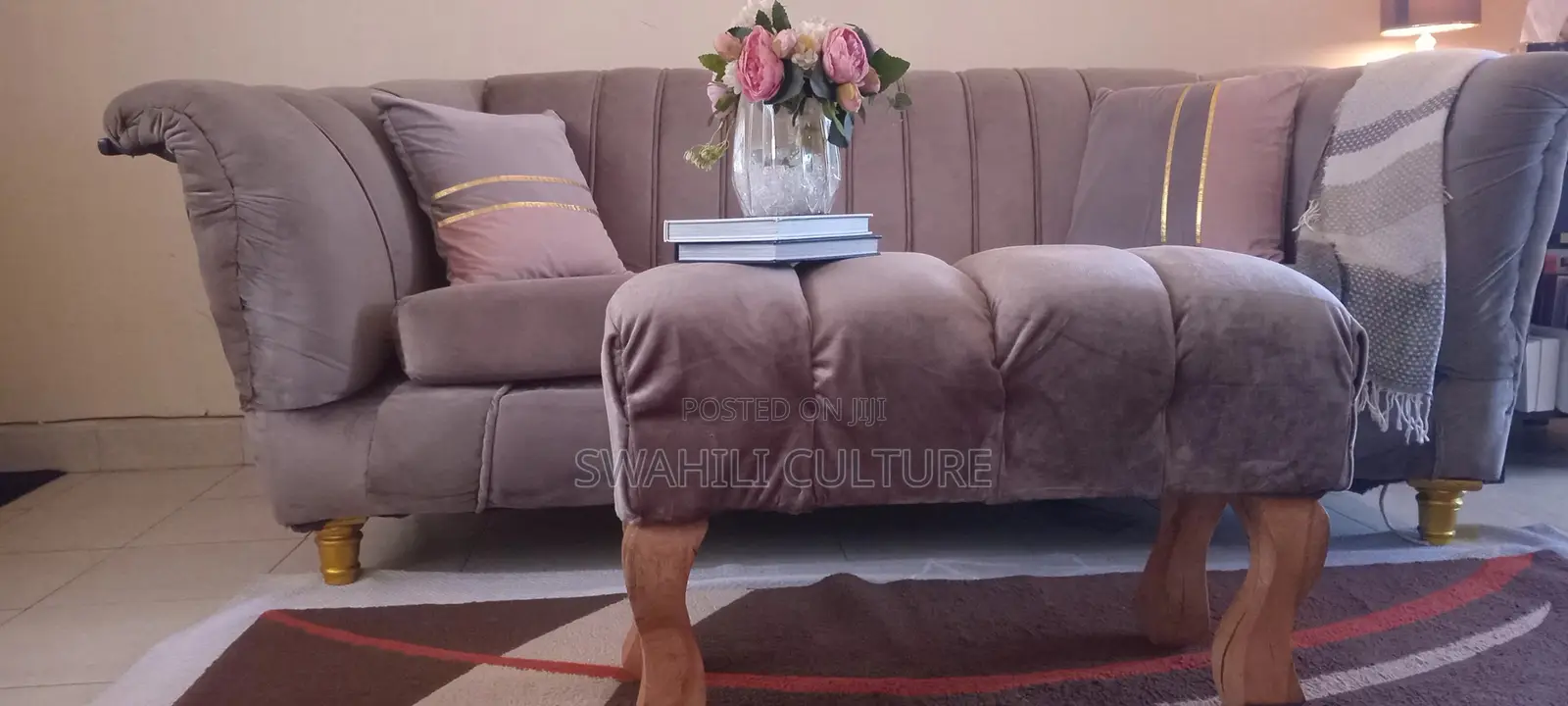 High Density 4 Seater Channel Sofa and Ottoman