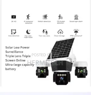 Okam 6mp Triple Lens Triple Screens CCTV Solar Camera