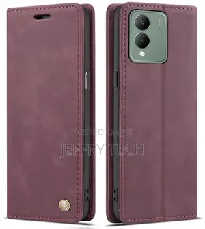 Magnetic Closure Slim Flip Cover for Vivo Y28 5g (Mauve Red)
