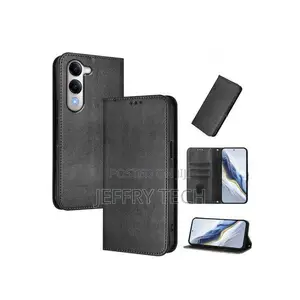 Wallet Black Retro Leather Flip Protection Case for Vivo Y0