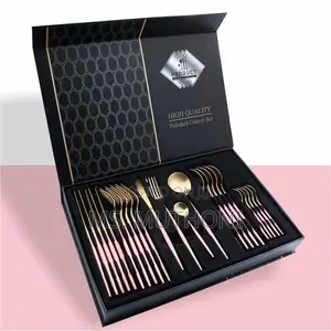 Pink  /Gold 24pc Stainless Steel Golden Cutlery Set