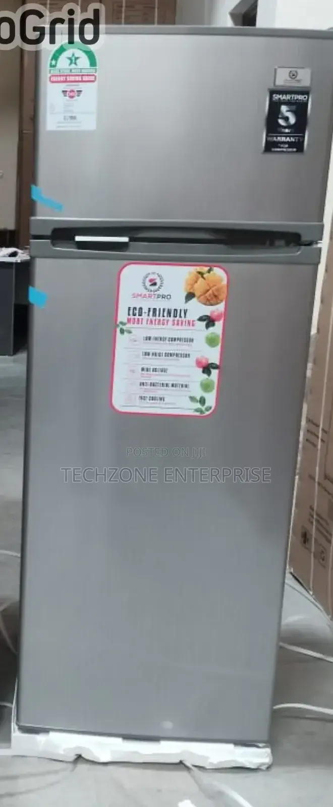 Smartpro 205l Double Door Refrigerator- Silver Lock and Key,