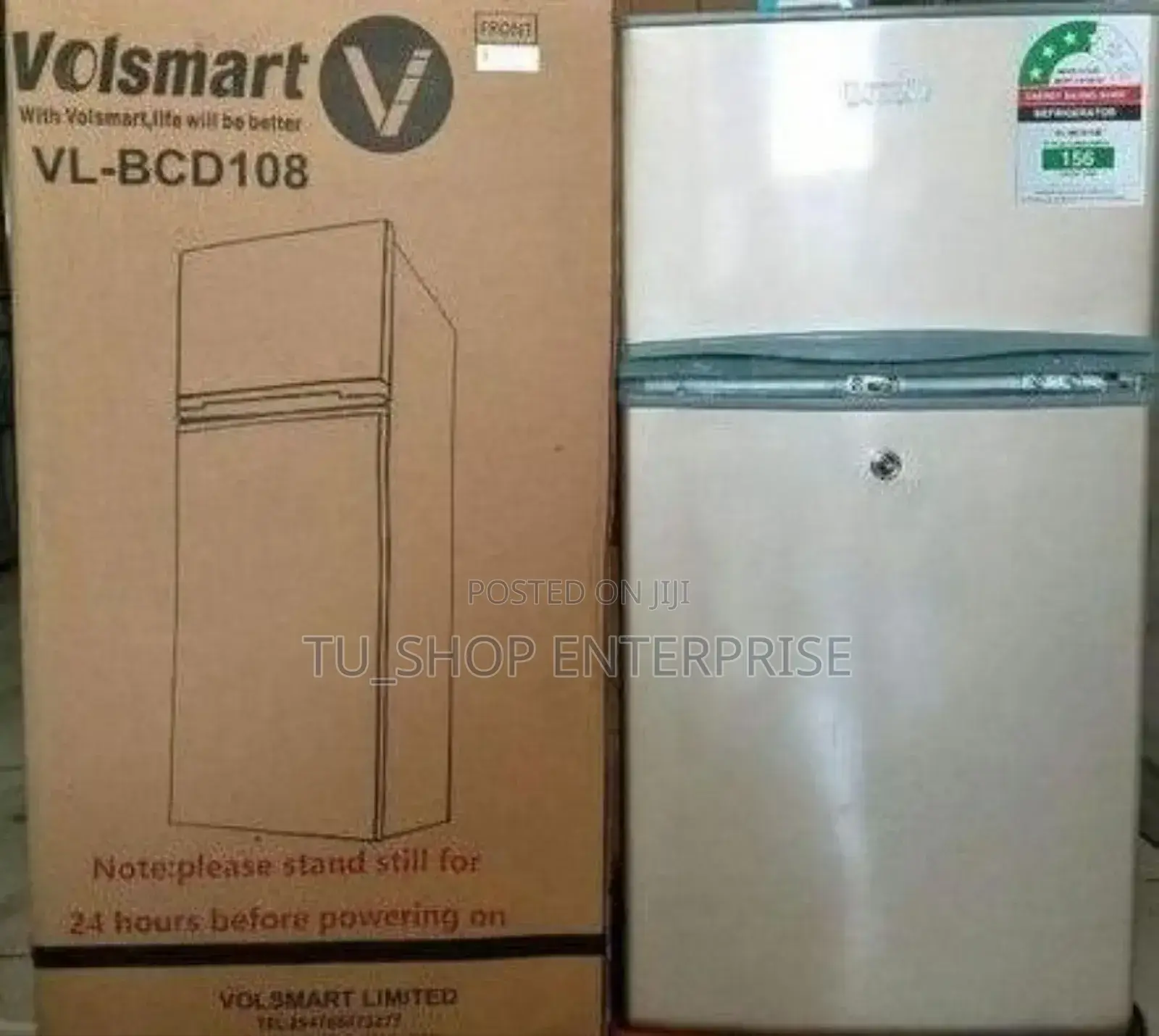 Silver Volsmart 108 Litres Double Door Refrigerator