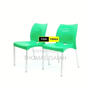 2pcs Green Armless Plastic Chair With Metal Tubing Legs