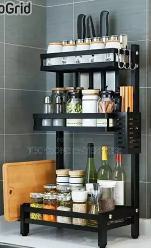 Black 3 Tier Multi Functional Spice Storage Rack 
