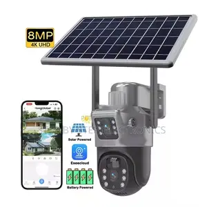 Alarm Warning Light 4g PTZ Rotating Solar CCTV Camera