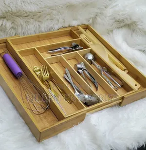 Big Bamboo Expandable Wooden Cutlery Drawer Organizer