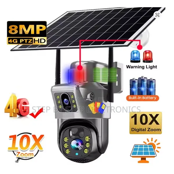 Pir Sensor Alarm 4g Simcard PTZ Rotating Solar CCTV Camera
