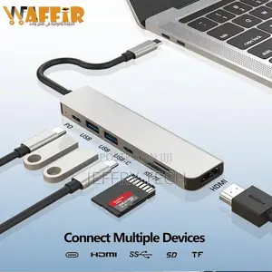 Adapter 7 in 1 Usb C Hub Multi-Port Type C Adapter With H