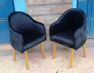 Metal Armchair, Soft Black Shiny Velvet Upholstery.