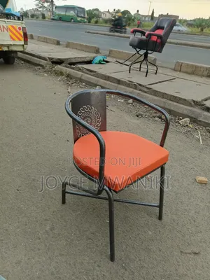 Powder Coated Hote or Restaurant Seat, Silver and Orange 