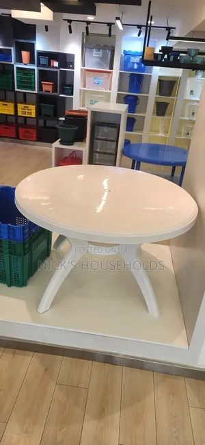 Milky Round Table Plastic Table Extra Large