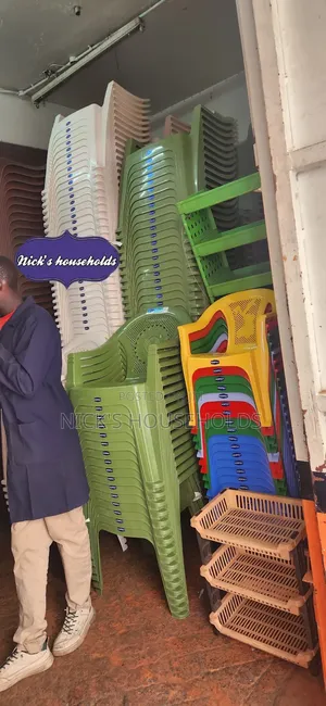 Plastic Chairs, White and Green Chairs