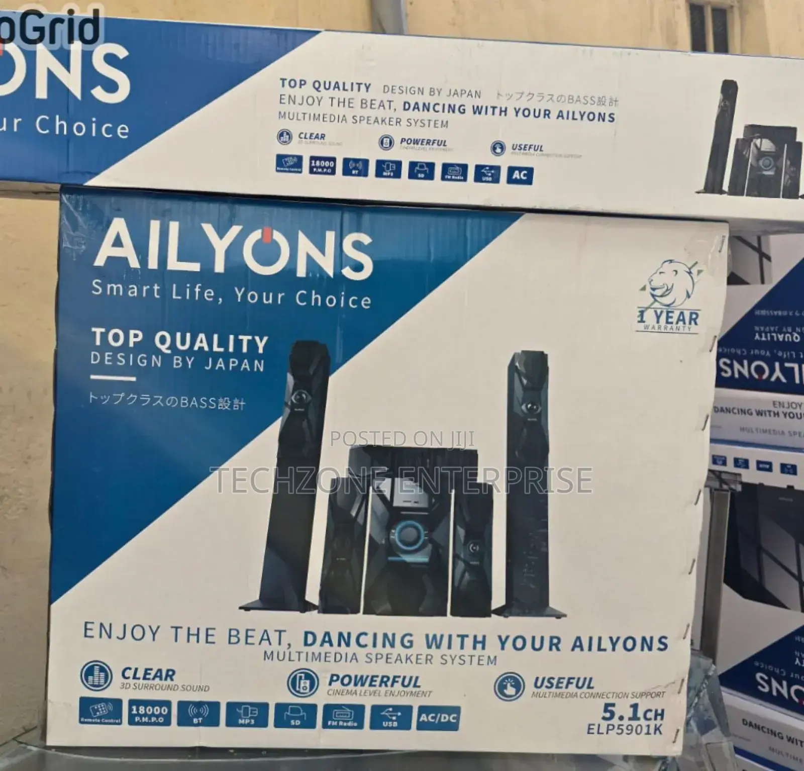 5.1ch Ailyons Tall Boy Speaker System Multiple Inputs