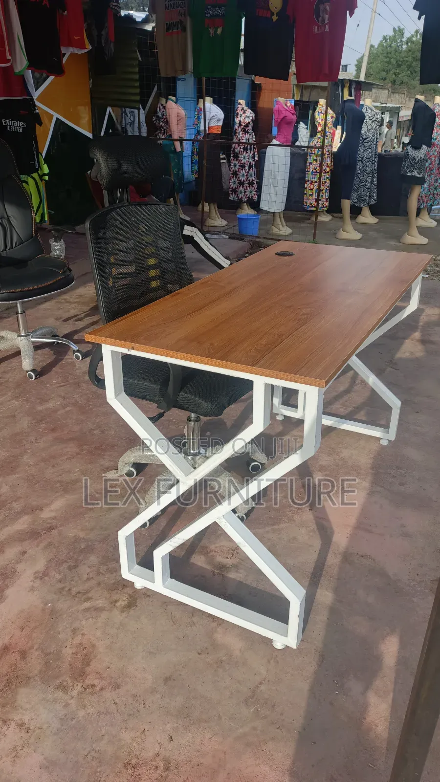 Adjustable Headrest Plus Office Desk With Metallic Frame