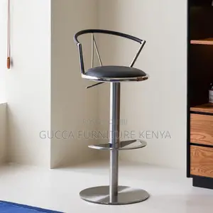 Office Stool: Black Padded Pub Stool With Adaptable Height