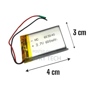 Lithium Battery 3.7v 600mah (2.22wh, 4x3cm)