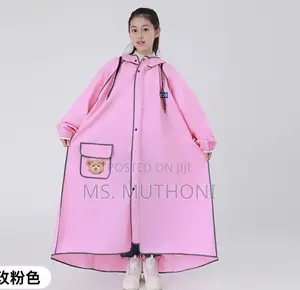 Pink High Quality Children's Raincoat With Wide Brim Hat*