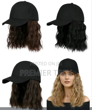 Hat Wig for Women, Short Wave Baseball Cap