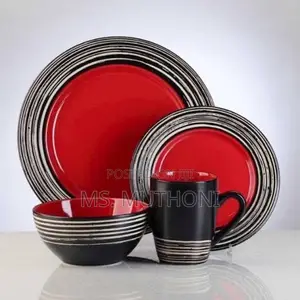 24 Pieces Tahiti Carmine Ceramic Dinner Set