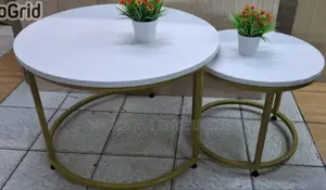 White Modern Sierra Round Coffee Table 2 Sets 