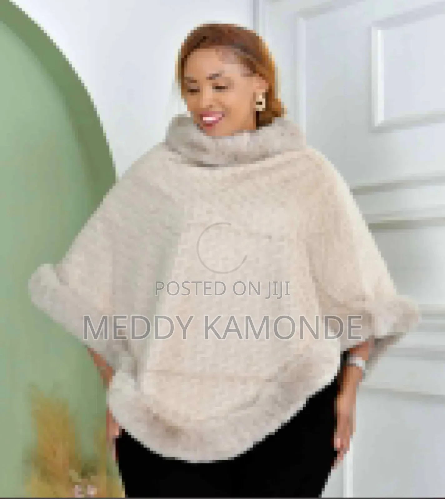 Beige Soft Fur Poncho